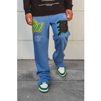 Mens Jogginghose mit geteiltem Saum und B-Aufnäher - Lila - L, Lila von boohooman