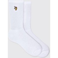 Mens Sport-Socken mit Bandana-Stickerei - Weiß - ONE SIZE, Weiß von boohooman