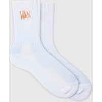 Mens Sport-Socken mit Man-Stickerei - Weiß - ONE SIZE, Weiß von boohooman