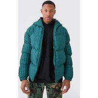 Mens Steppjacke mit Kapuze - Grün - M, Grün von boohooman