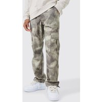 Mens Camouflage Hose mit geradem Bein - Khaki - 36, Khaki von boohooman