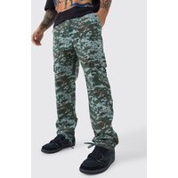 Mens Camouflage Hose mit geradem Bein - Khaki - 32, Khaki von boohooman