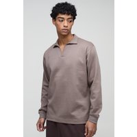 Super Clean Sweatshirt mit V-Ausschnitt - Taupe - M, Taupe Super Clean Sweatshirt mit V-Ausschnitt - Taupe - M, Taupe von boohooman