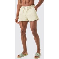 Mens Super Short Plain Crinkle Swim Short - Gold - M, Gold von boohooman