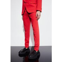 Mens Super Skinny Anzughose - Rot - 34, Rot von boohooman