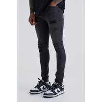 Mens Super Skinny Jeans mit Rissen - Grau - 36R, Grau von boohooman