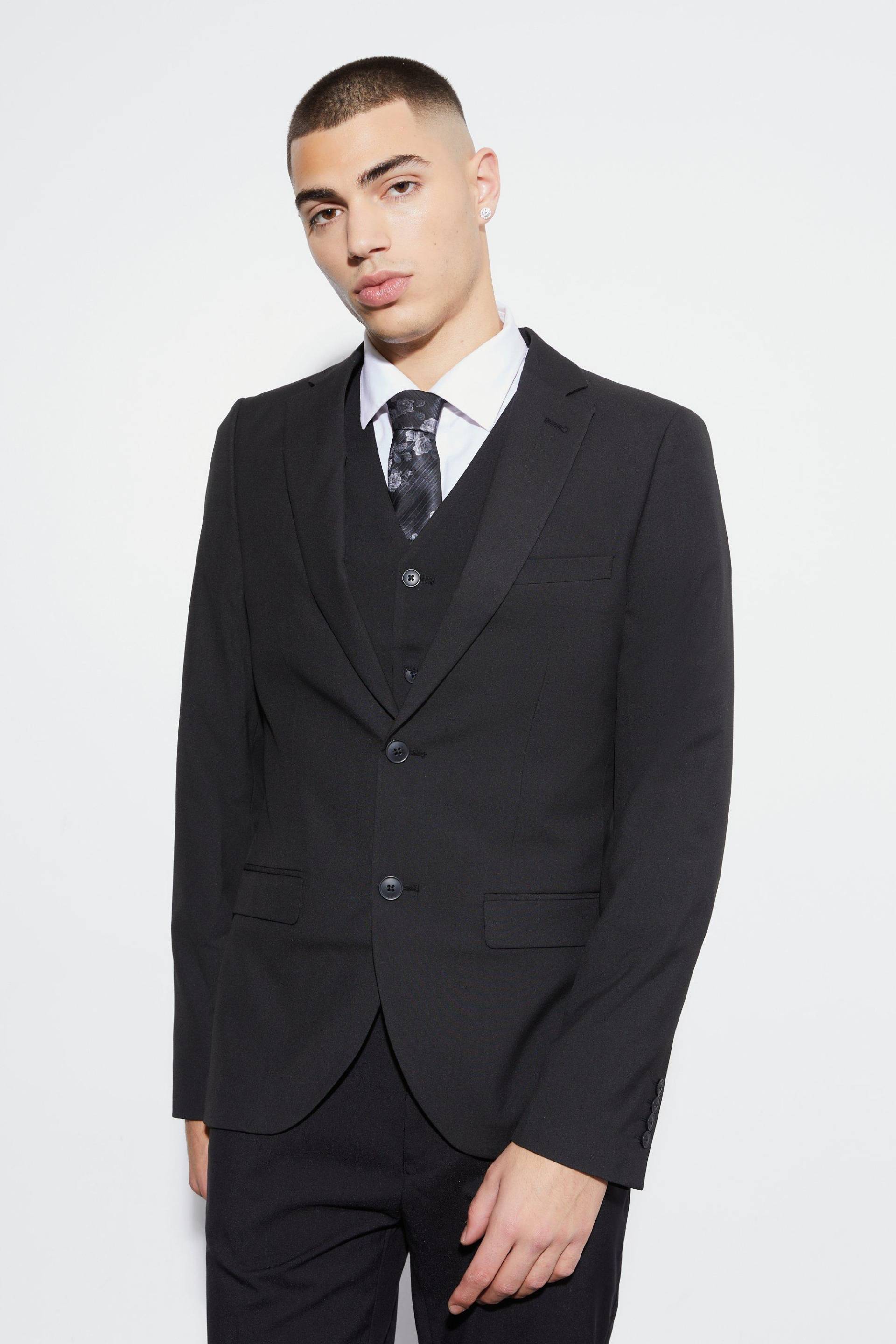 Super Skinny einreihige Anzugjacke - Schwarz - 40, Schwarz von boohooman