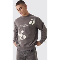 Sweatshirt mit Limited Edition floralem Print - Braun - M, Braun von boohooman