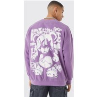 Mens Sweatshirt mit Print - Lila - XS, Lila von boohooman