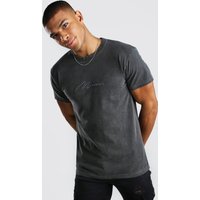 Man Signature T-Shirt - anthrazit - S, anthrazit von boohooman