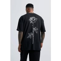 T-Shirt mit Rosen-Print - Schwarz - XS, Schwarz T-Shirt mit Rosen-Print - Schwarz - XS, Schwarz von boohooman