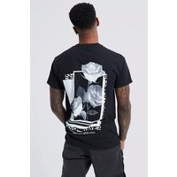 T-Shirt mit Rosen-Print - Schwarz - XS, Schwarz von boohooman
