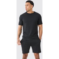 Mens T-shirt & Short Lounge Set - Schwarz - M, Schwarz von boohooman