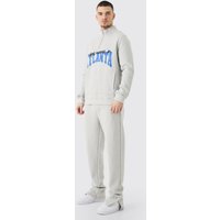 Mens Tall 1/4 Zip Funnel Neck Atlanta Sweatshirt Tracksuit - Grau - L, Grau von boohooman