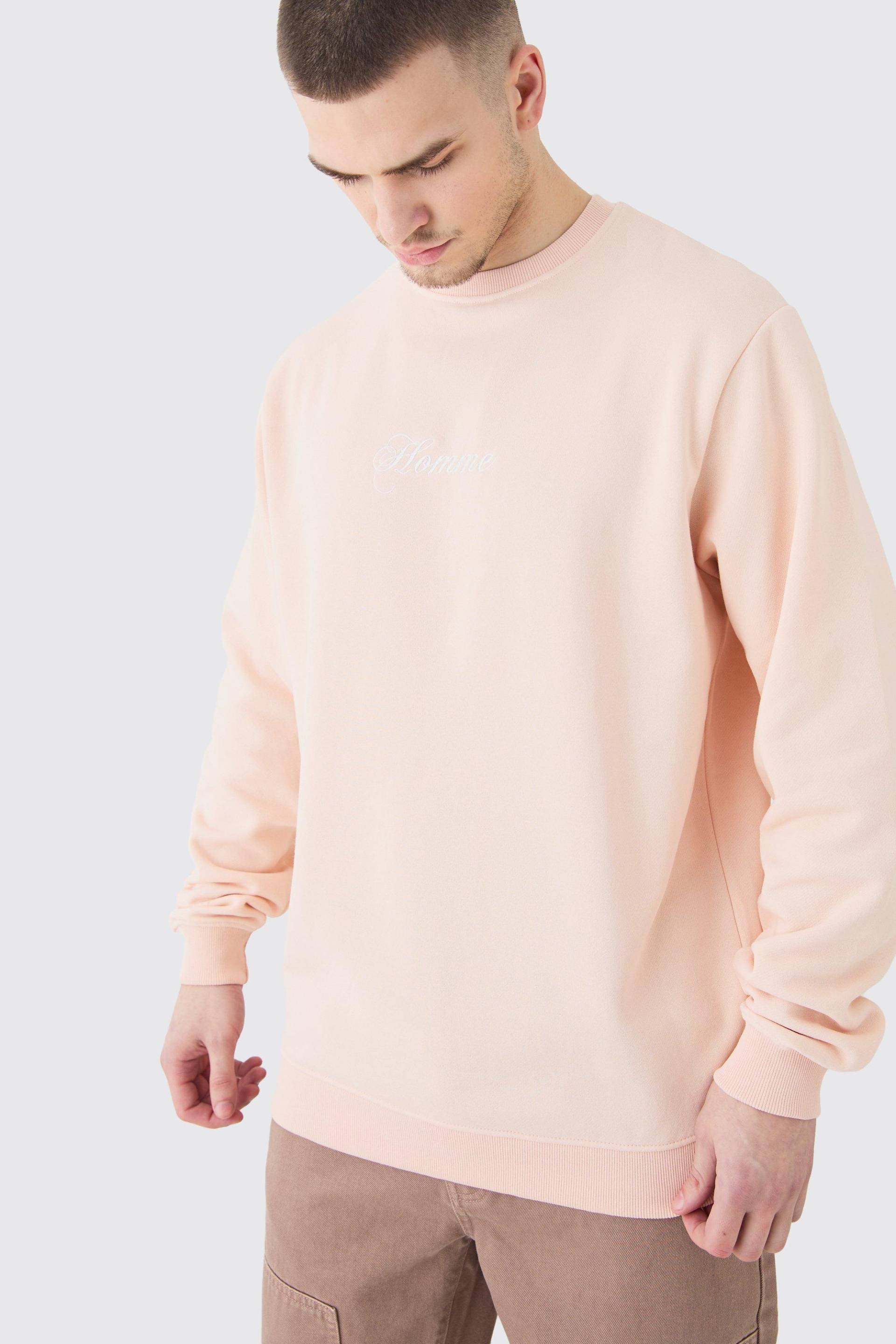 Mens Tall Basic Crew Neck Homme Sweatshirt - Rosa - XL, Rosa von boohooman