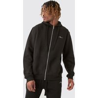 Mens Tall Basic Man Signature Zip Through Hoodie In Black - Schwarz - XL, Schwarz von boohooman