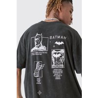 Mens Tall Batman T-shirt In Acid Wash - Grau - M, Grau von boohooman