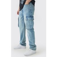 Tall Cargo-Jeans mit geradem Bein - Blau - 38, Blau von boohooman