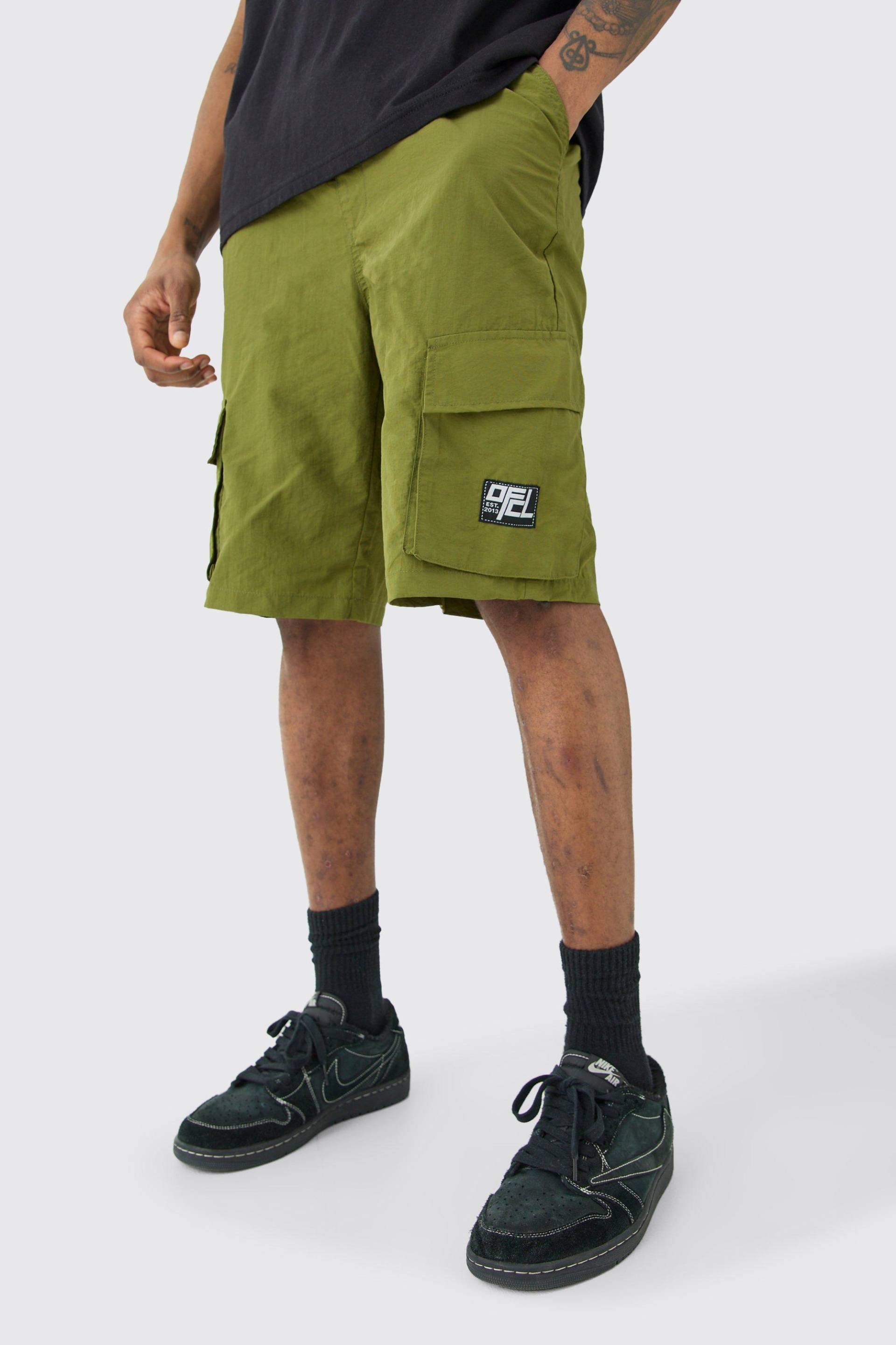 Mens Tall Elasticated Waist Ofcl Nylon Cargo Short - Khaki - XXL, Khaki von boohooman