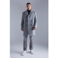 Mens Tall Fischgräten-Mantel in Wolloptik - Schwarz - XXL, Schwarz von boohooman