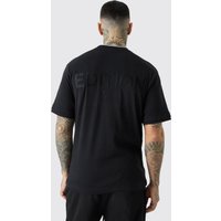 Mens Tall Heavyweight Ribbed Fauxlayer T-shirt - Schwarz - S, Schwarz von boohooman