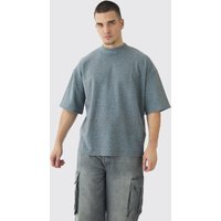 Tall geripptes Oversize T-Shirt mit Leopardenprint - Grau - XL, Grau Tall geripptes Oversize T-Shirt mit Leopardenprint - Grau - XL, Grau von boohooman