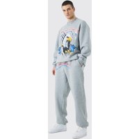 Mens Tall Liberty Eagle Oversized Sweatshirt Tracksuit - Grau - M, Grau von boohooman