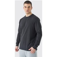 Mens Tall Long Sleeve Crew Neck T-shirt - Schwarz - S, Schwarz von boohooman