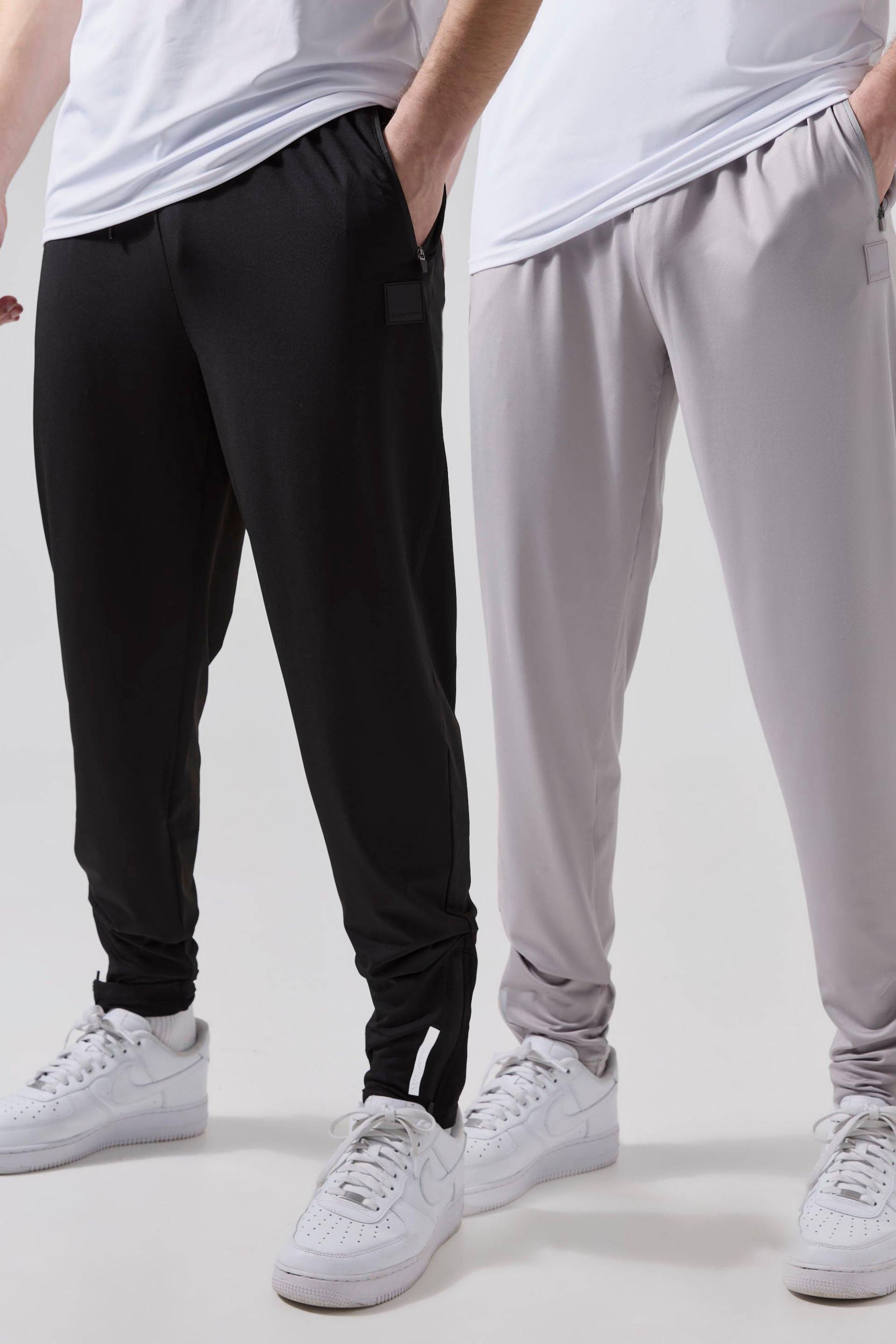 Mens Tall Man Active Gym Performance Jogger 2 Pack - Mehrfarbig - XS, Mehrfarbig von boohooman