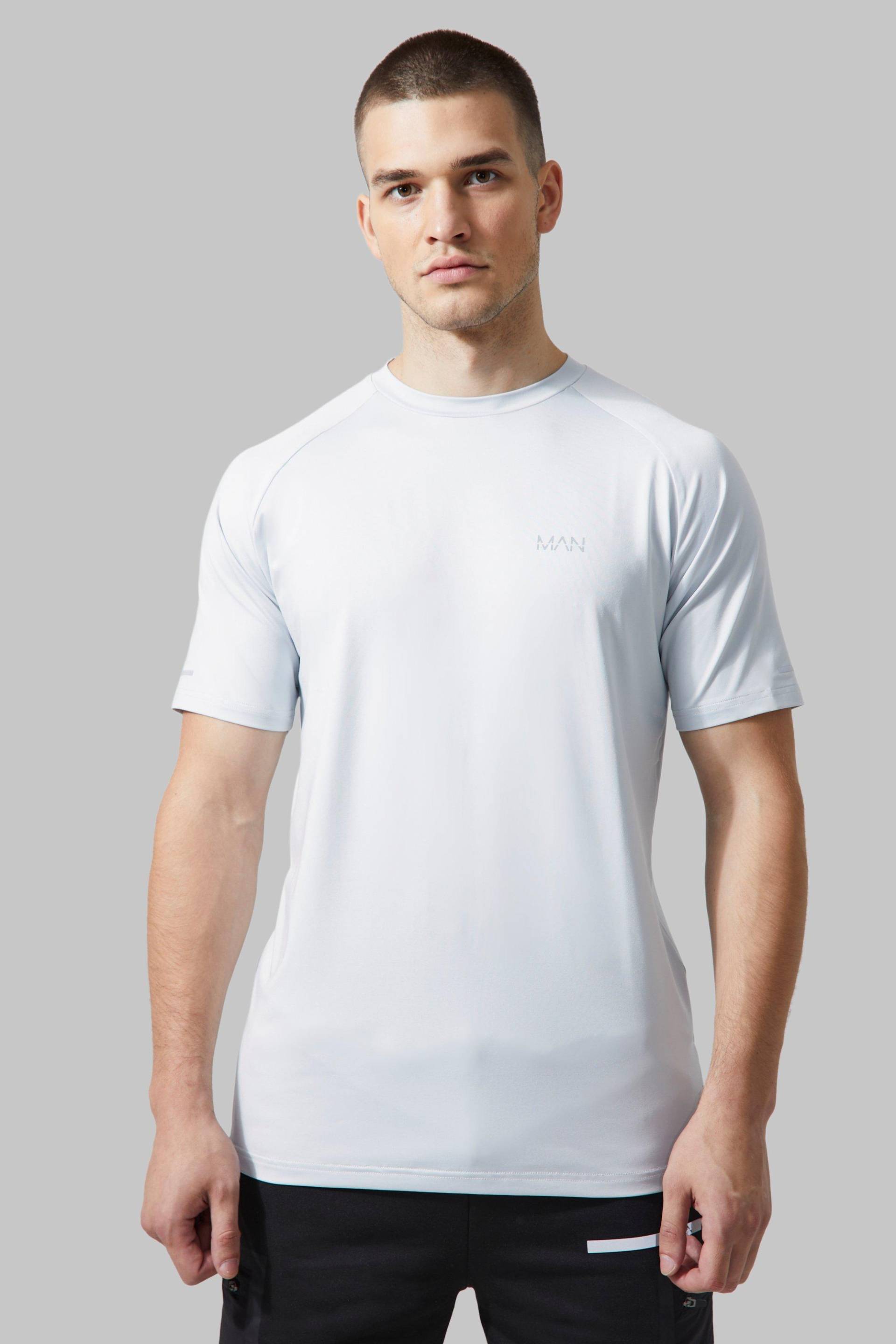 Mens Tall Man Active Gym Raglan T-Shirt - Grau - L, Grau von boohooman