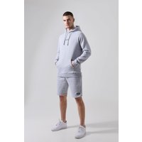 Mens Tall Man Active Gym Training Hoodie & Short Set - Grau - XS, Grau von boohooman