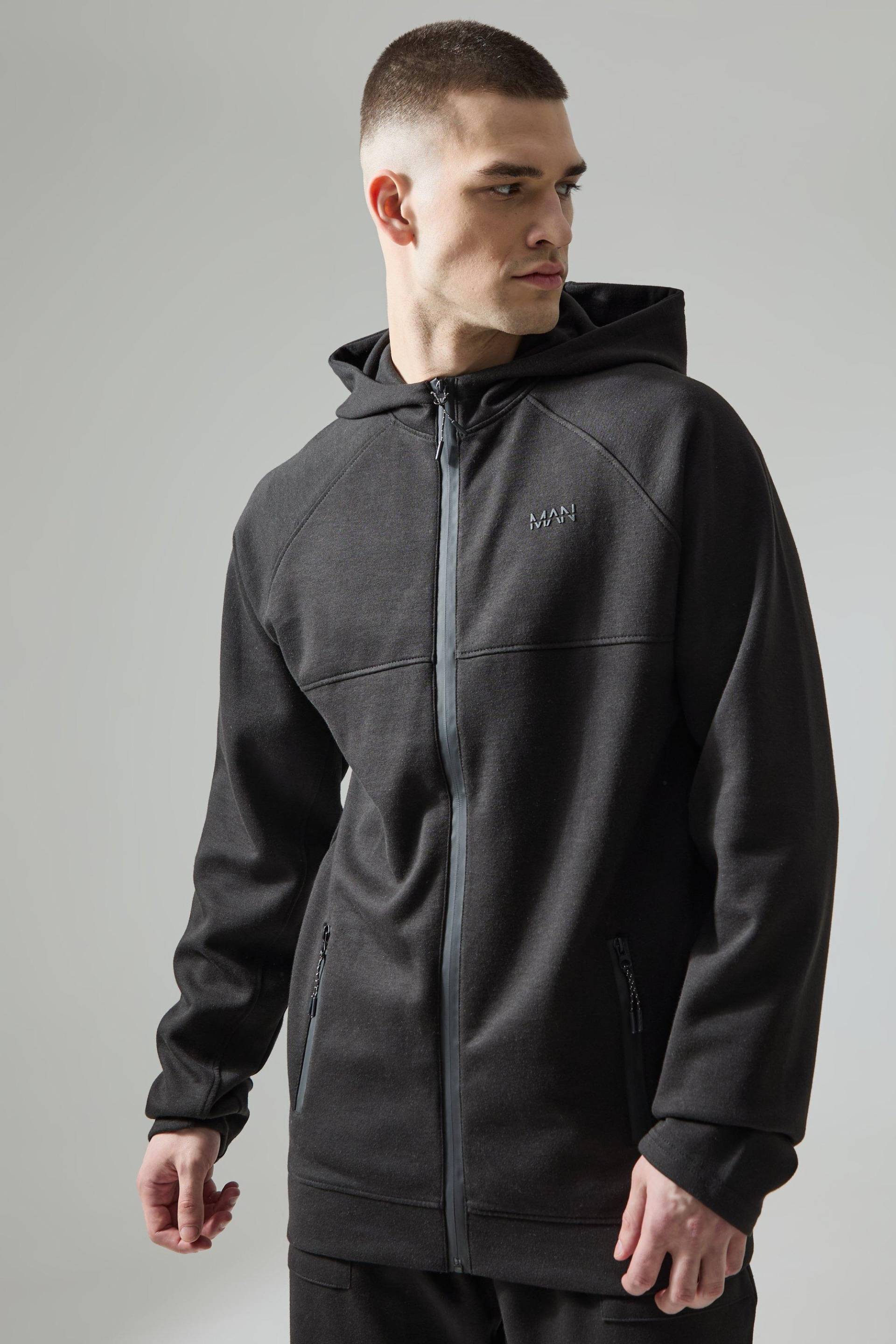 Mens Tall Man Active Tech Zip Thru Hoodie - Schwarz - M, Schwarz von boohooman