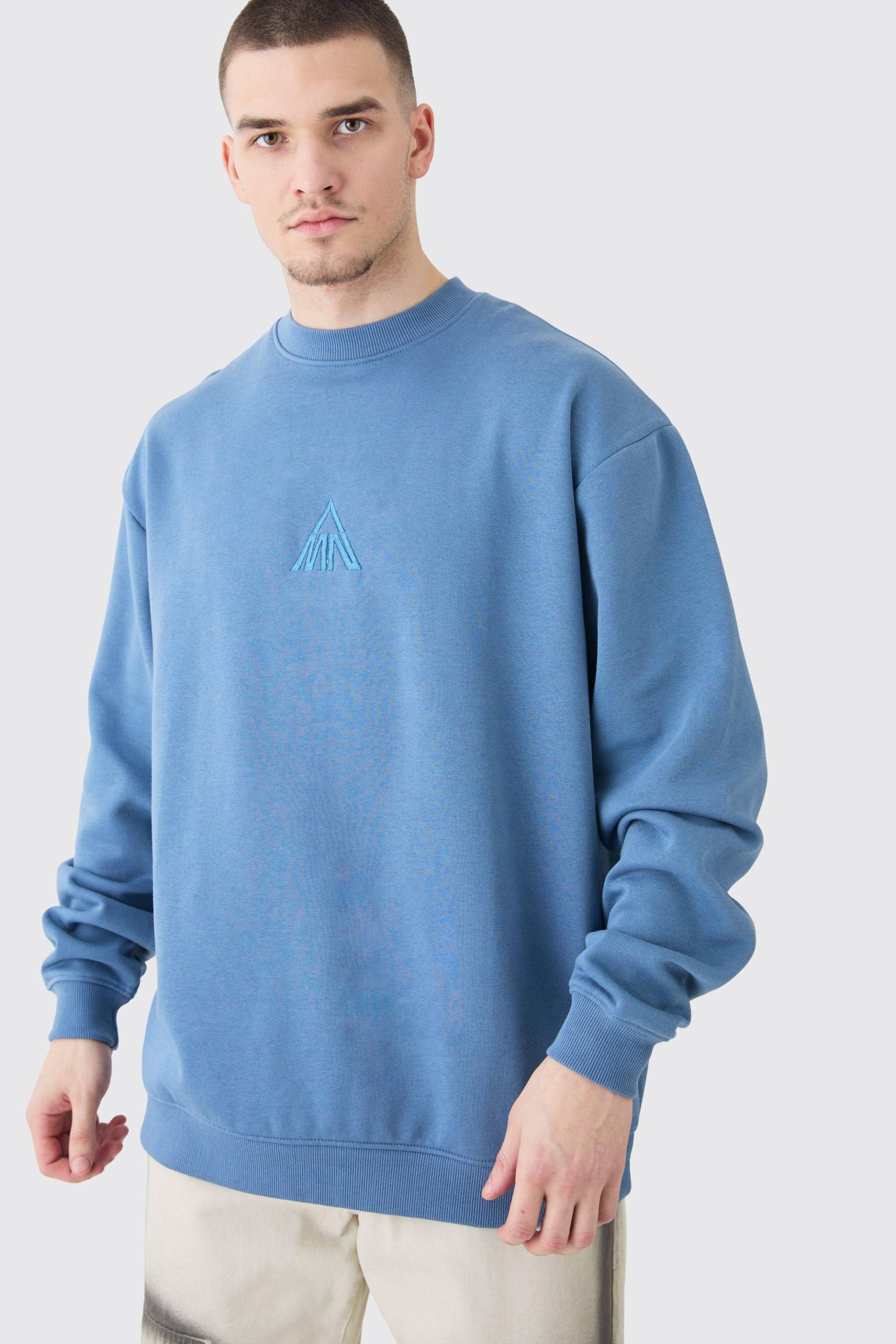 Mens Tall Man Oversized Extended Neck Sweatshirt - Blau - L, Blau von boohooman