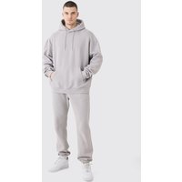 Mens Tall Man Signature All Over Print Hoodie Tracksuit - Grau - S, Grau von boohooman