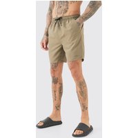 Mens Tall Man Signature Mid Length Swim Short - Khaki - XXL, Khaki von boohooman