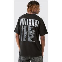 Mens Tall Nirvana Tour Dates Back Print License T-shirt - Schwarz - XL, Schwarz von boohooman