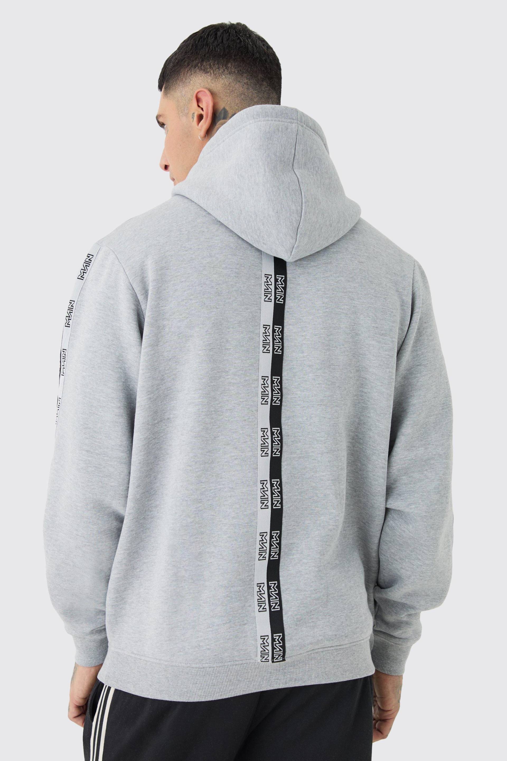 Mens Tall Official Man Tape Hoodie - Grau - S, Grau von boohooman