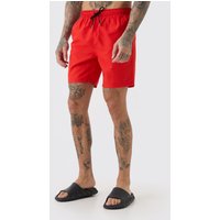 Mens Tall Original Man Mid Length Swim Short - Rot - S, Rot von boohooman