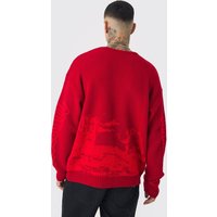 Tall Oversize Sweatshirt mit Gothic Kreuz Print - Rot - XL, Rot Tall Oversize Sweatshirt mit Gothic Kreuz Print - Rot - XL, Rot von boohooman
