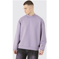 Mens Tall Oversized Boxy Scuba Sweatshirt - Lila - M, Lila von boohooman