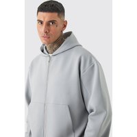 Mens Tall Oversized Boxy Zip Through Scuba Hoodie - Grau - XL, Grau von boohooman