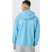 Mens Tall Oversized Heavywieght Zip Thru Hoodie - Blau - M, Blau von boohooman