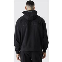 Mens Tall Oversized Heavywieght Zip Thru Hoodie - Schwarz - M, Schwarz von boohooman