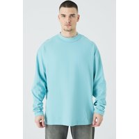 Mens Tall Oversized Layed On Neck T-shirt - Blau - L, Blau von boohooman