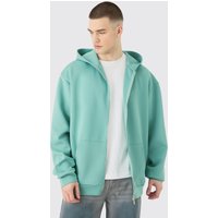 Mens Tall Oversized Zip Through Scuba Hoodie - Grün - L, Grün von boohooman