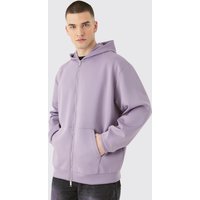 Mens Tall Oversized Zip Through Scuba Hoodie - Lila - S, Lila von boohooman