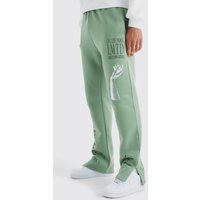 Mens Tall Jogginghose mit Print - Grün - L, Grün von boohooman