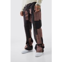 Mens Tall lockere Patchwork Schlagjeans - Braun - 32, Braun von boohooman