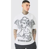 Mens Tall Renaissance Flock Graphic T-shirt In White - Weiß - XXL, Weiß von boohooman