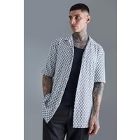 Mens Tall Short Sleeve Drop Revere Jaqcuard Shirt - Mehrfarbig - S, Mehrfarbig von boohooman